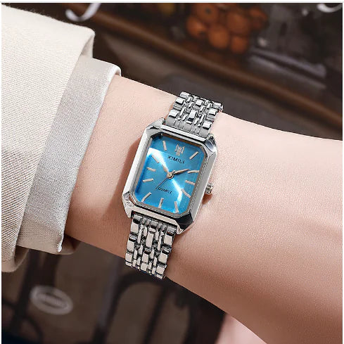 Reloj de Mujer Elegante con Correa de Acero Cuadrada