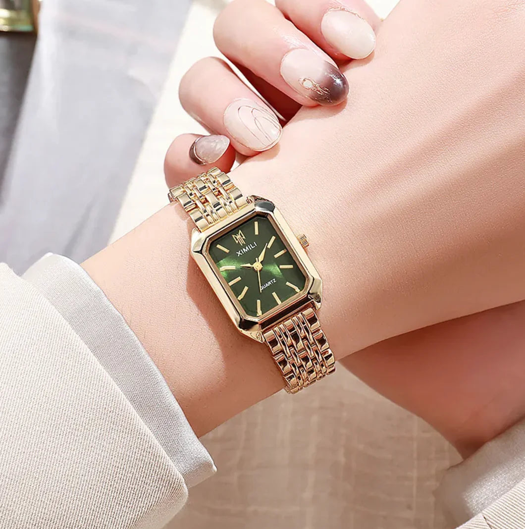 Reloj de Mujer Elegante con Correa de Acero Cuadrada