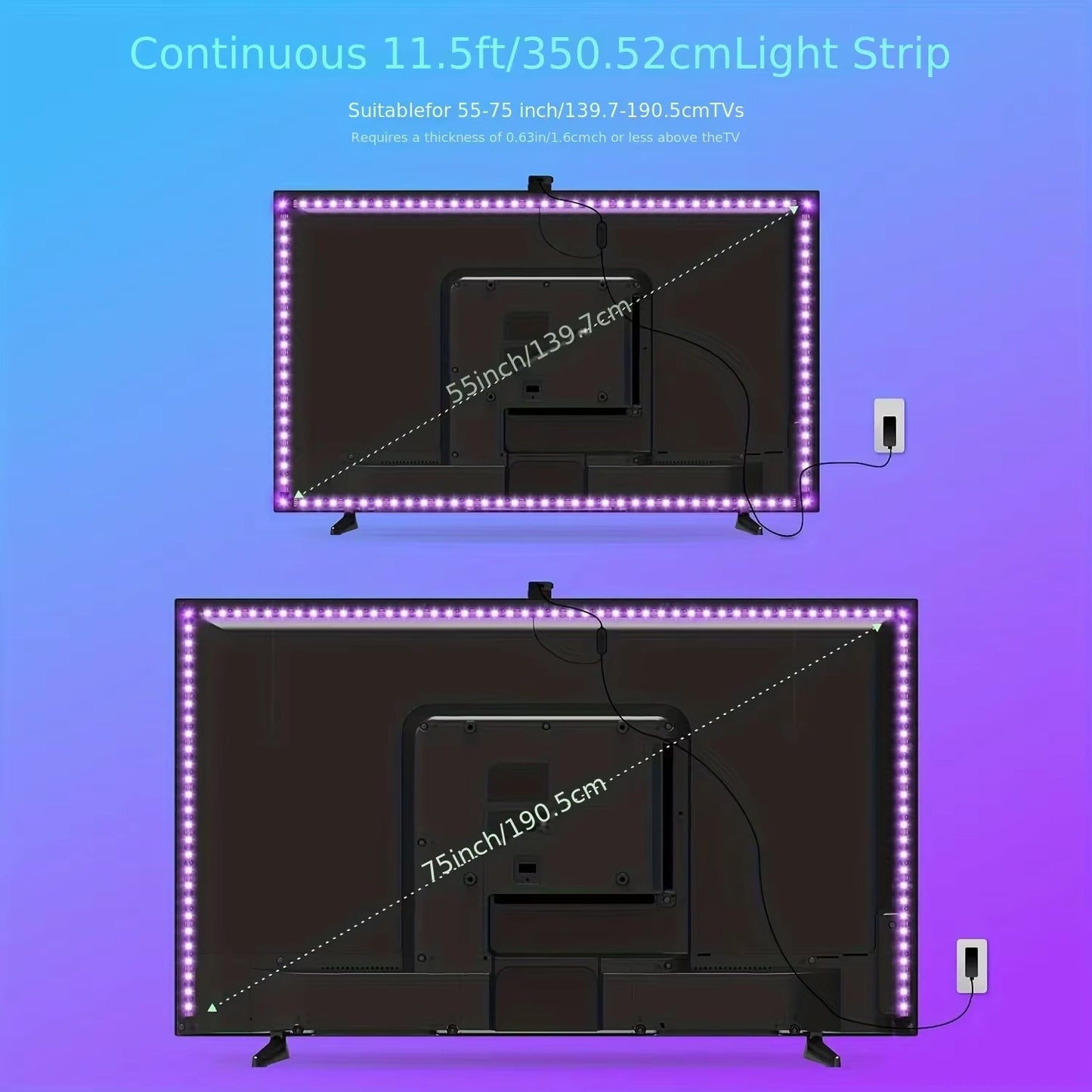 Tira LED RGBIC Retroiluminación para TV | Sincronización Inteligente con entrada USB