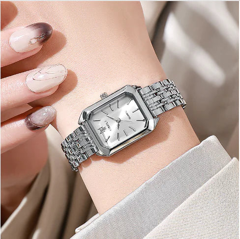 Reloj de Mujer Elegante con Correa de Acero Cuadrada