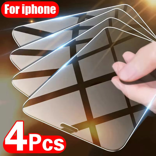 4 Vidrio Templado | Para Iphone 11, 12, 13, 14, XR, XS, 8, 7, SE, y mas...