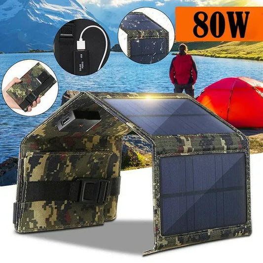 Panel Solar Plegable de 80W | Energía Portátil para Camping y Aventura