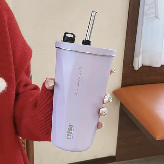 Botella Térmica de 600ml con Sorbete | Acero Inoxidable, Ideal para Cafe y Agua