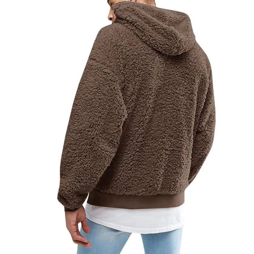 Buzo Polar con Capucha para Hombre | Abrigo Esponjoso y Cálido de Invierno