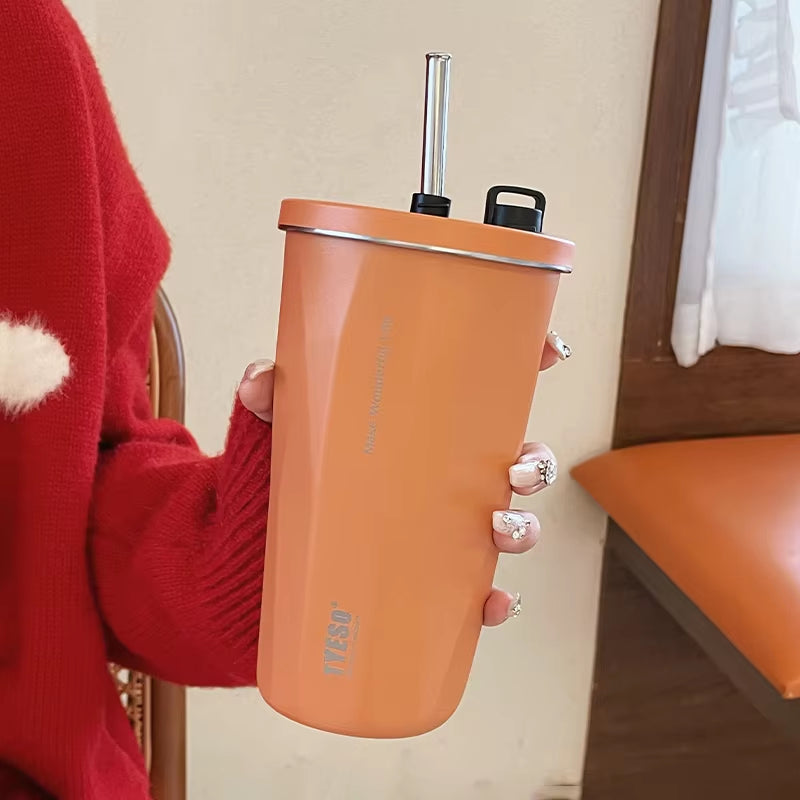 Botella Térmica de 600ml con Sorbete | Acero Inoxidable, Ideal para Cafe y Agua