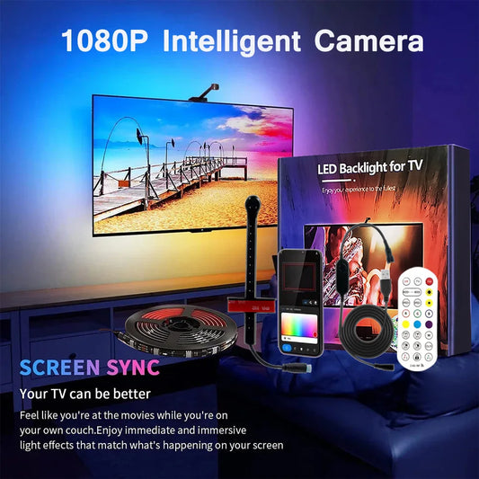 Tira LED RGBIC Retroiluminación para TV | Sincronización Inteligente con entrada USB 