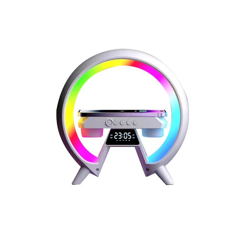 Cargador Inalámbrico RGB con Soporte, Luz LED y Altavoz | Decora tu Espacio con Tecnologia 