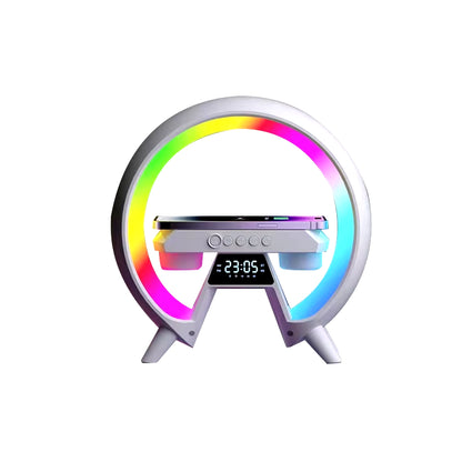 Cargador Inalámbrico RGB con Soporte, Luz LED y Altavoz | Decora tu Espacio con Tecnologia 