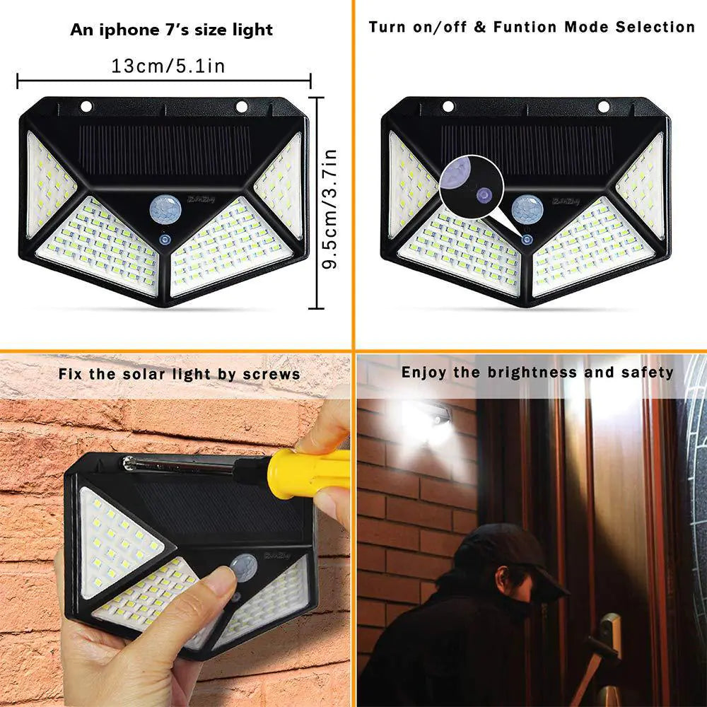Luz Solar LED para Exteriores con Sensor de Movimiento - 100 LED