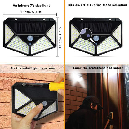 Luz Solar LED para Exteriores con Sensor de Movimiento - 100 LED