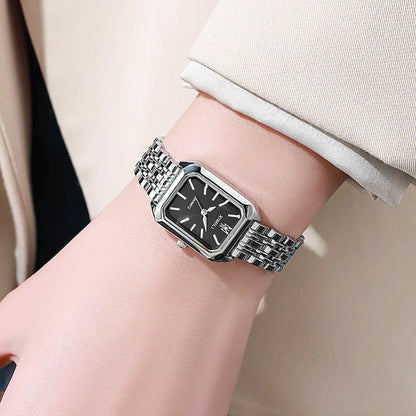 Reloj de Mujer Elegante con Correa de Acero Cuadrada