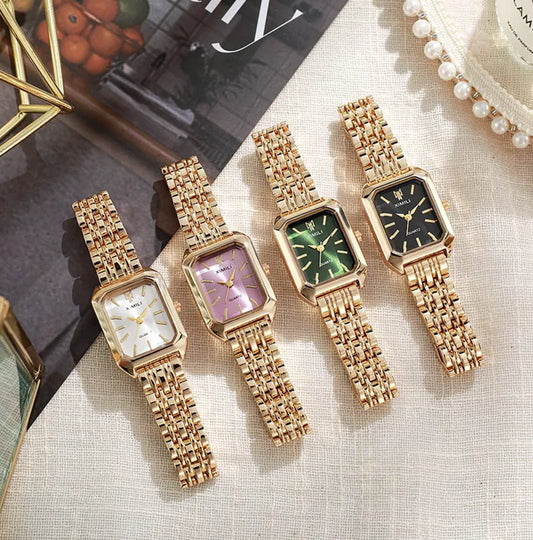 Reloj de Mujer Elegante con Correa de Acero Cuadrada
