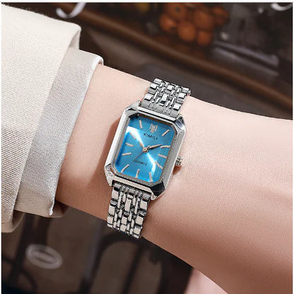 Reloj de Mujer Elegante con Correa de Acero Cuadrada