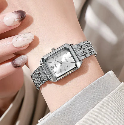 Reloj de Mujer Elegante con Correa de Acero Cuadrada