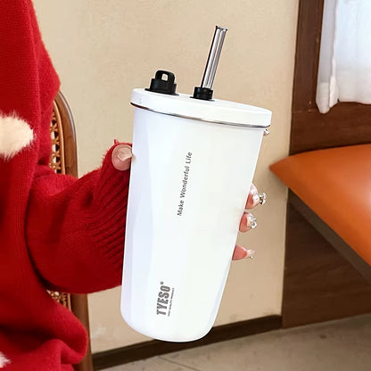 Botella Térmica de 600ml con Sorbete | Acero Inoxidable, Ideal para Cafe y Agua