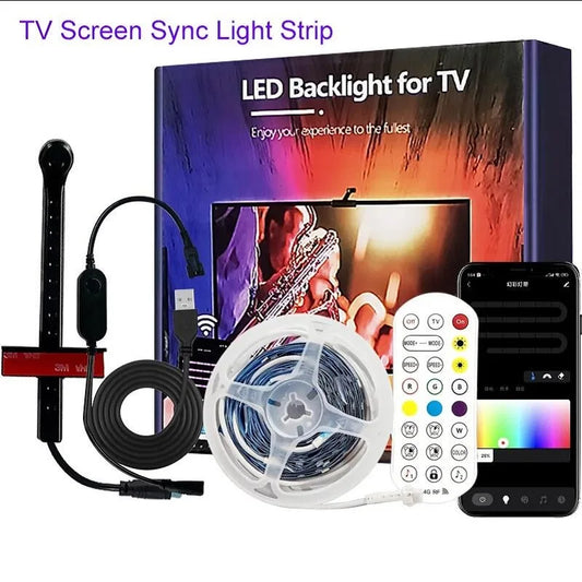 Tira LED RGBIC Retroiluminación para TV | Sincronización Inteligente con entrada USB 
