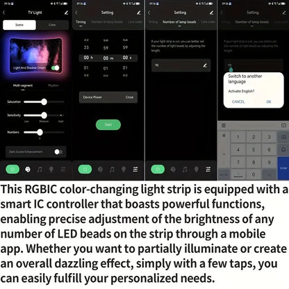 Tira LED RGBIC Retroiluminación para TV | Sincronización Inteligente con entrada USB 