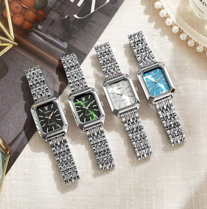Reloj de Mujer Elegante con Correa de Acero Cuadrada